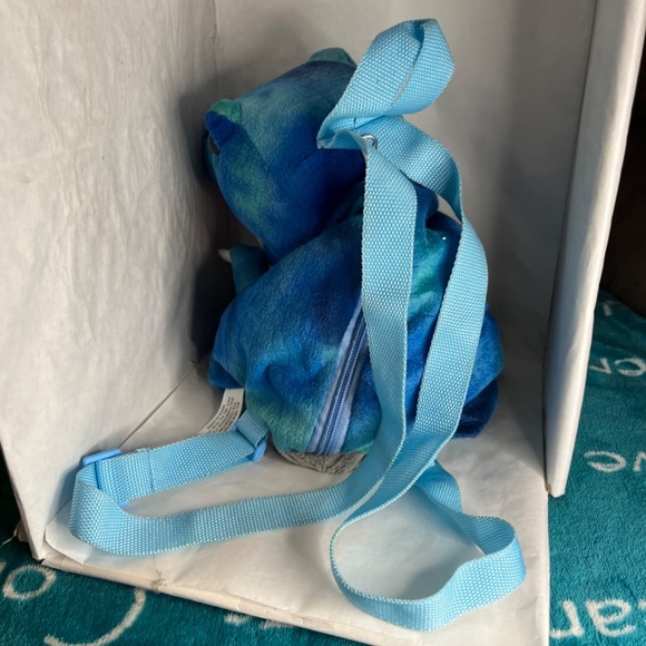 Dinosaur T-Rex Backpack Adjustable Straps Zip Close Hobby Lobby Blue Fleece - Picture 6 of 8